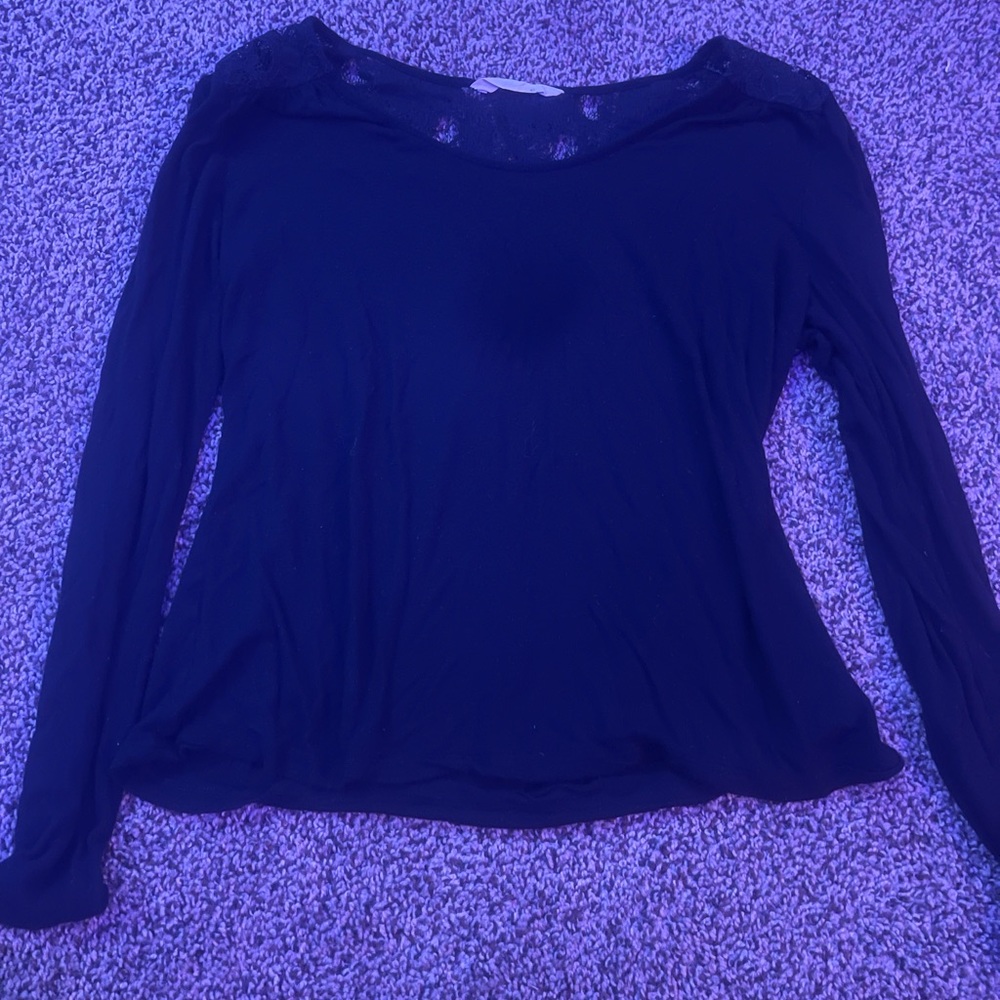 Black lace long sleeve top